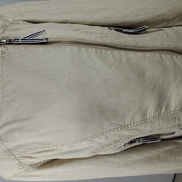 Micheal Stars linen Asimetrical moto Jacket. Tan color. Size M - Picture 6 of 8